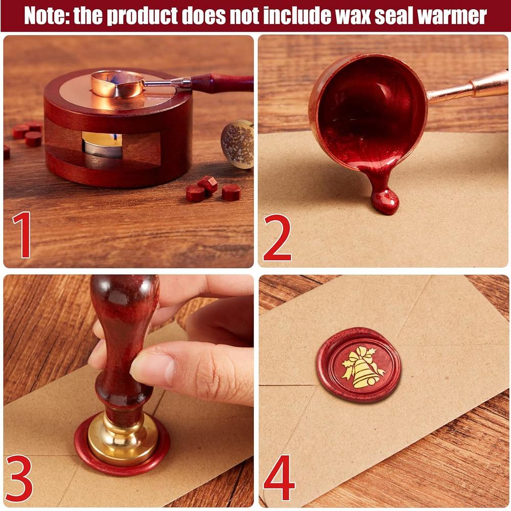 Great Choice Products 208 Pieces Christmas Wax Seal Stamp Kit, Include 6 Pieces Wax Stamp Brass Heads With Wooden Hilt, 200 Pieces Sealing Wax Bead…