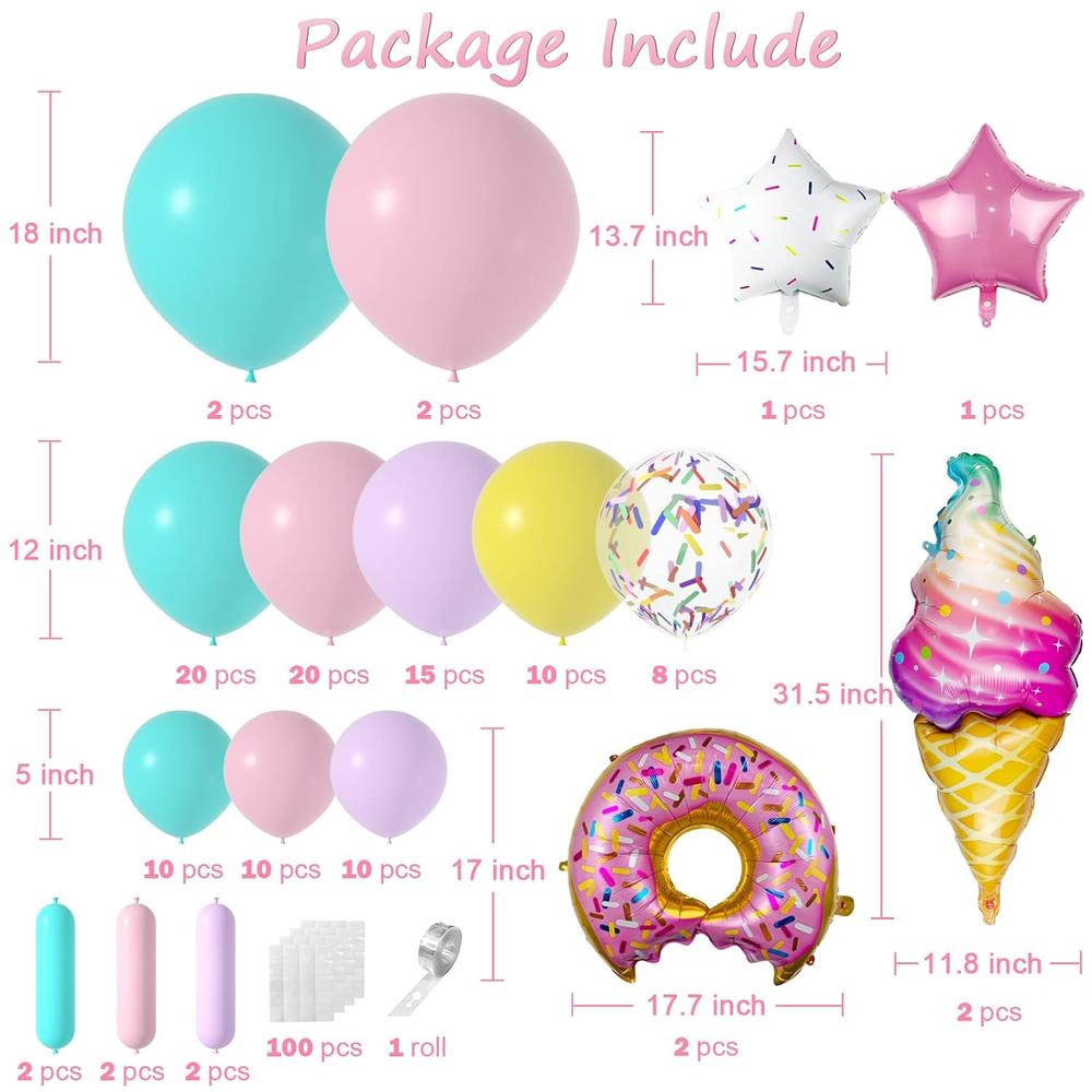 Great Choice Products Donut Balloon Garland Ice Cream Balloon Garland With Donut And Ice Cream Foil Balloons Candy Balloons For Donut Candy Themed …