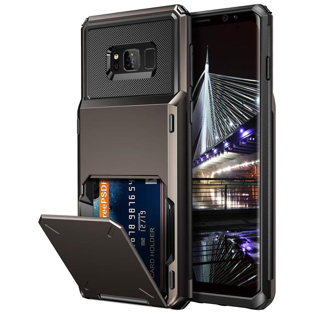 Great Choice Products Case For Galaxy S8 Case Wallet 4-Slot Pocket Credit Card Id Holder Flip Door Scratch Resistant Dual Layer Protective Bumper R…