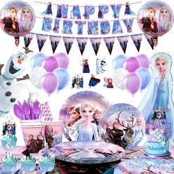 Great Choice Products Frozen Birthday Party Decorations,184Pcs Frozen Birthday Decorations&Tableware Set - Frozen Party Plates Cups Napkins Cake To?
