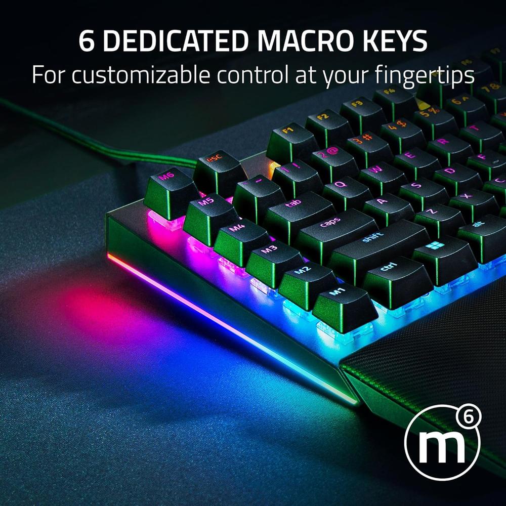 Razer BlackWidow V4 Mechanical Gaming Keyboard: Yellow Switches Linear & Silent - Chroma RGB - 6 Dedicated Macro Keys - Magne…