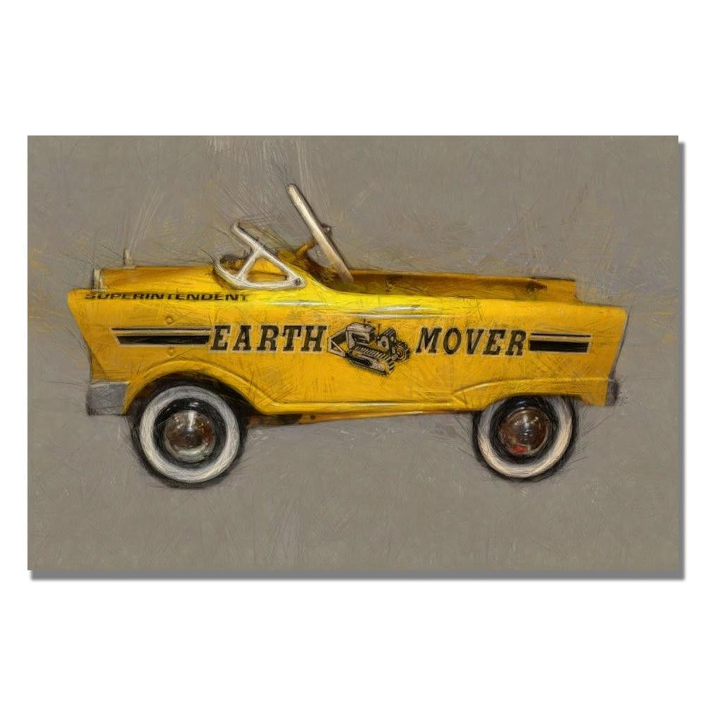Trademark Global Earth Mover Pedal Car by Michelle Calkins, 22x32-Inch Canvas Wall Art