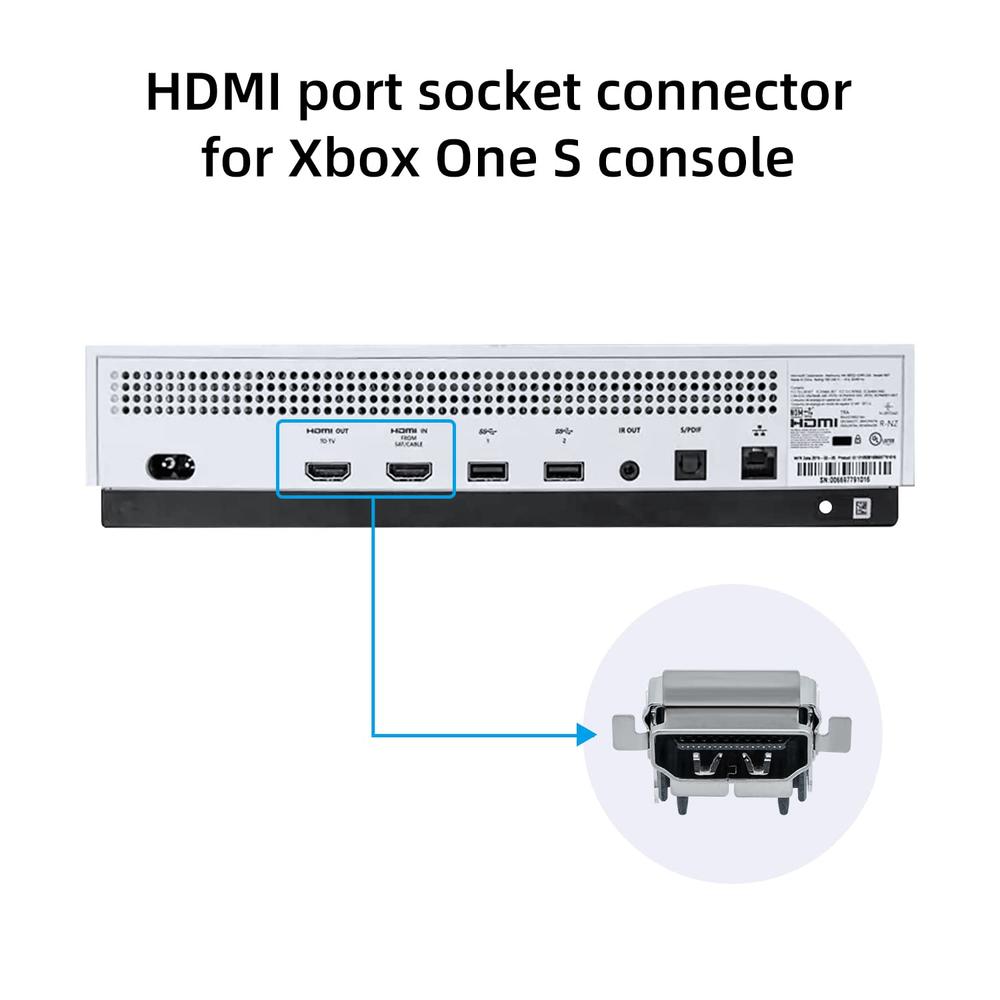 Great Choice Products 2-Packs Hdmi Port Socket Interface Replacement Parts For Xbox One S Console