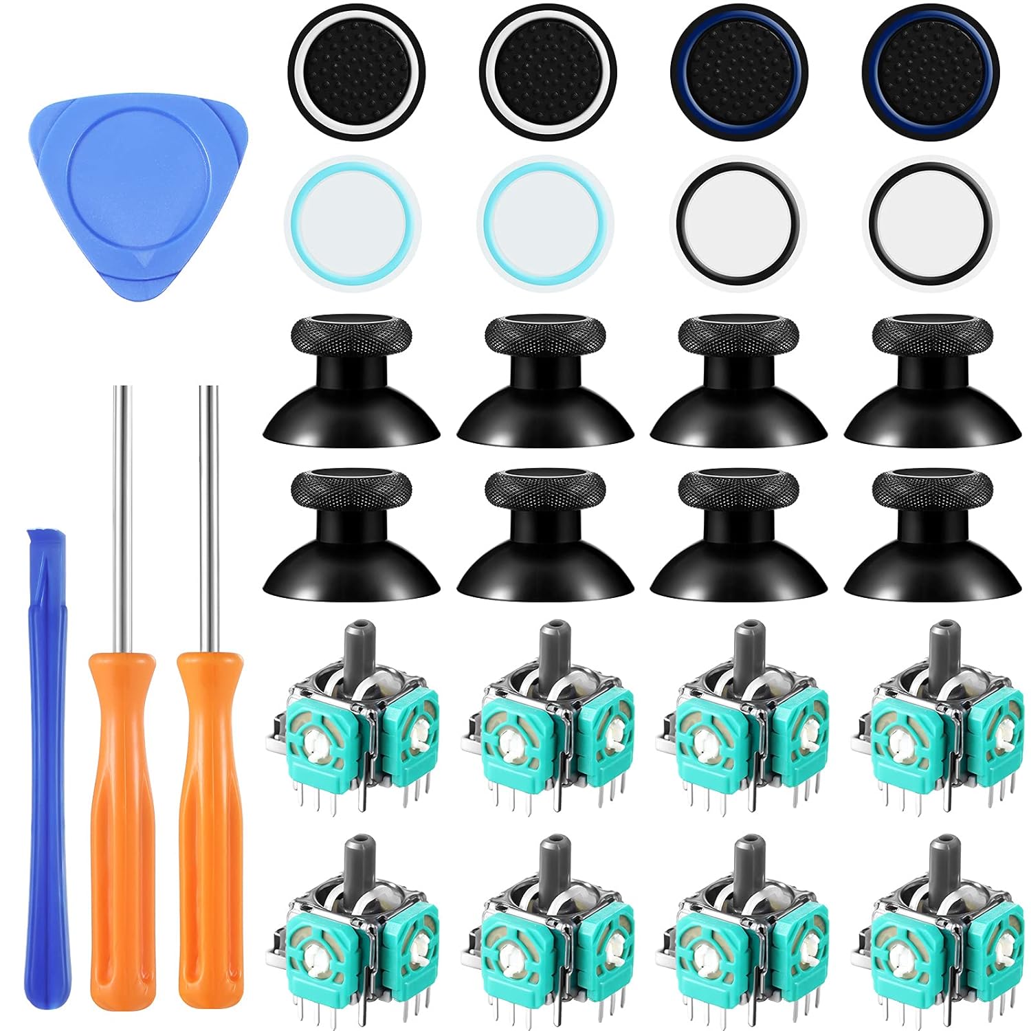 Great Choice Products 28 Analog Joysticks Thumbstick Silicone Cap Repair Kit Compatible With Xbox One, T6 T8 Torx Screwdriver 3D Analog Joysticks T…