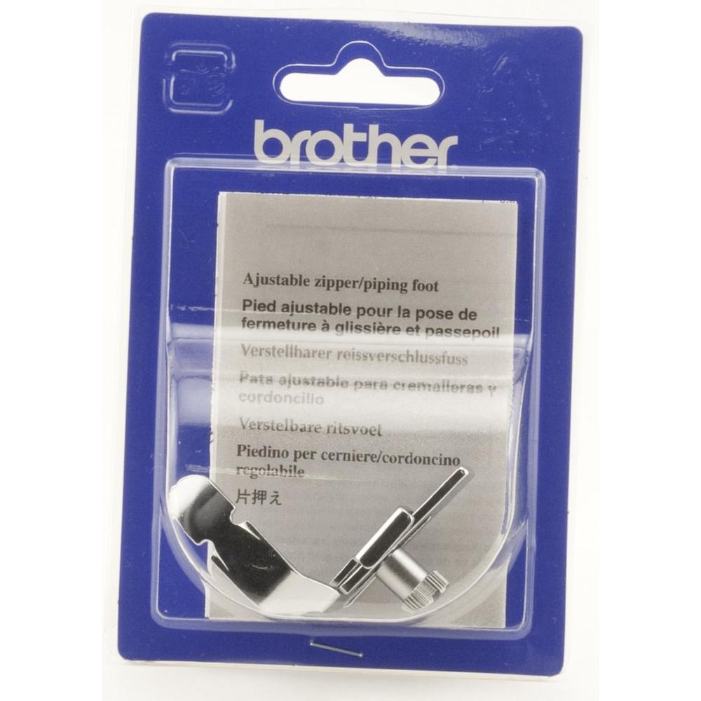 Brother SA161 Adjustable Zipper/Piping Foot,SilverBlack