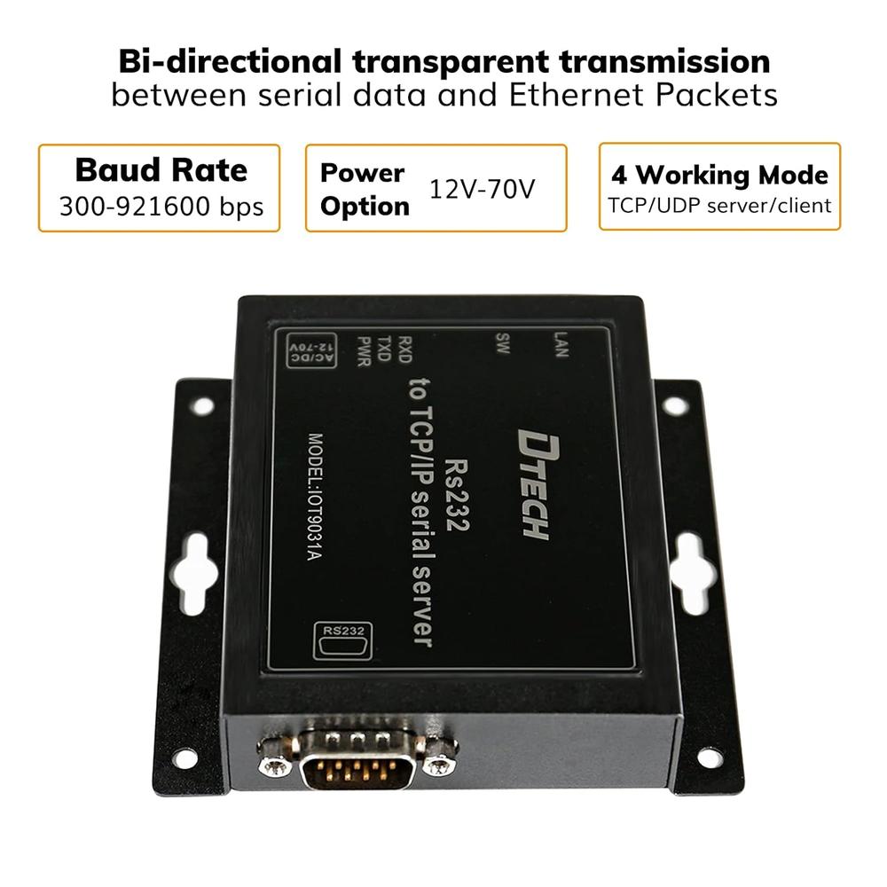 DTech 1 Port Serial to Ethernet Converter Adapter RS232 to TCP IP ...