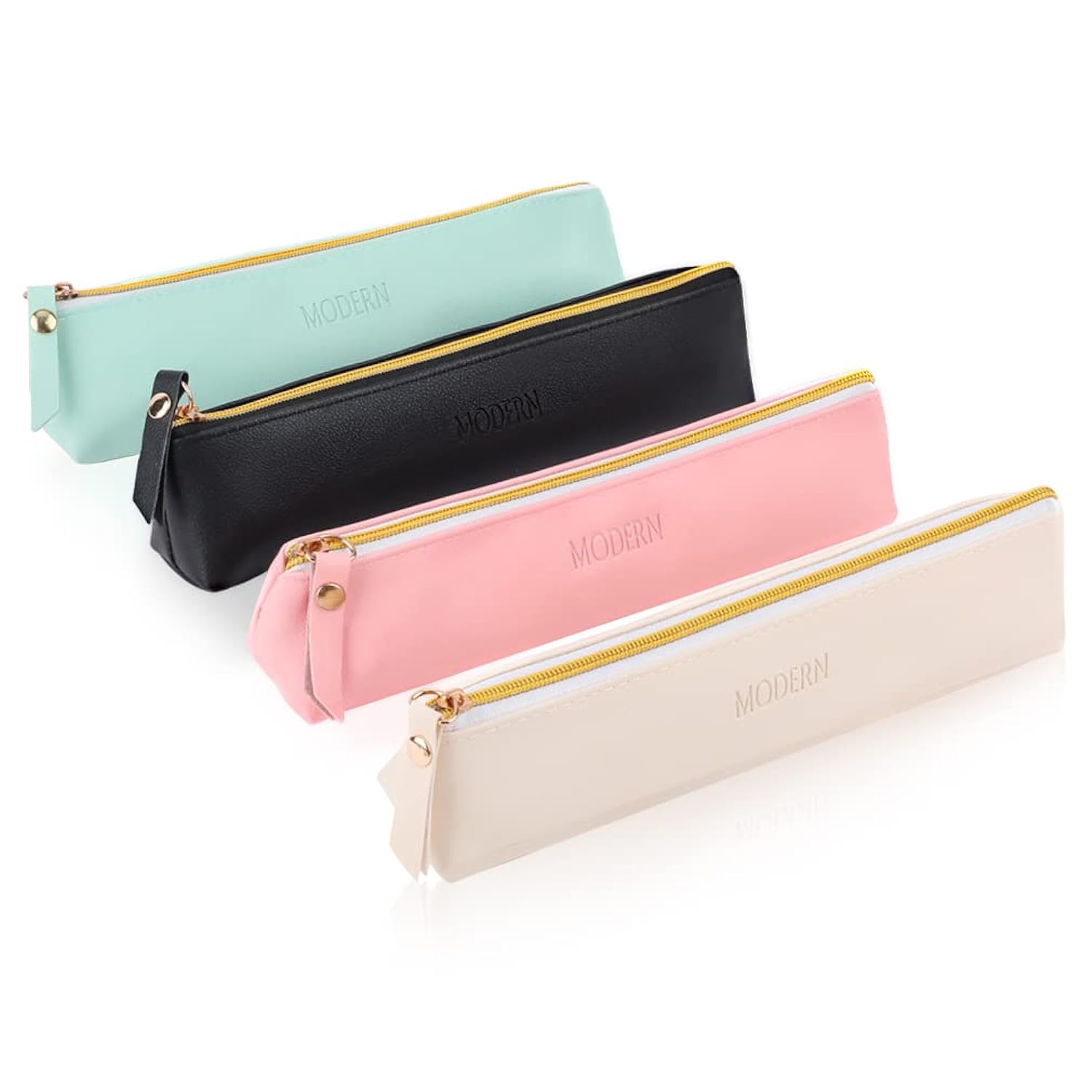 Great Choice Products 4 Pcs Small Pencil Case Pu Leather Pencil Pouch Waterproof Organizer Storage Bag Cosmetic Zipper Pouch For Women Men (4Pcs)