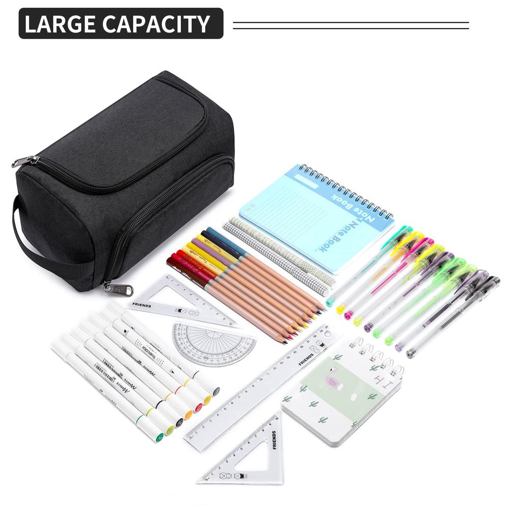 Great Choice Products Big Capacity Pencil Case,Portable Handheld Pen Bag For Office Storage, Large Capacity Pencil Pouch For Men Women Adult (Black…