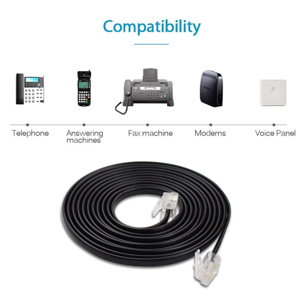 Great Choice Products 2 Pack 2M 6.6Ft Phone Telephone Extension Cord ...