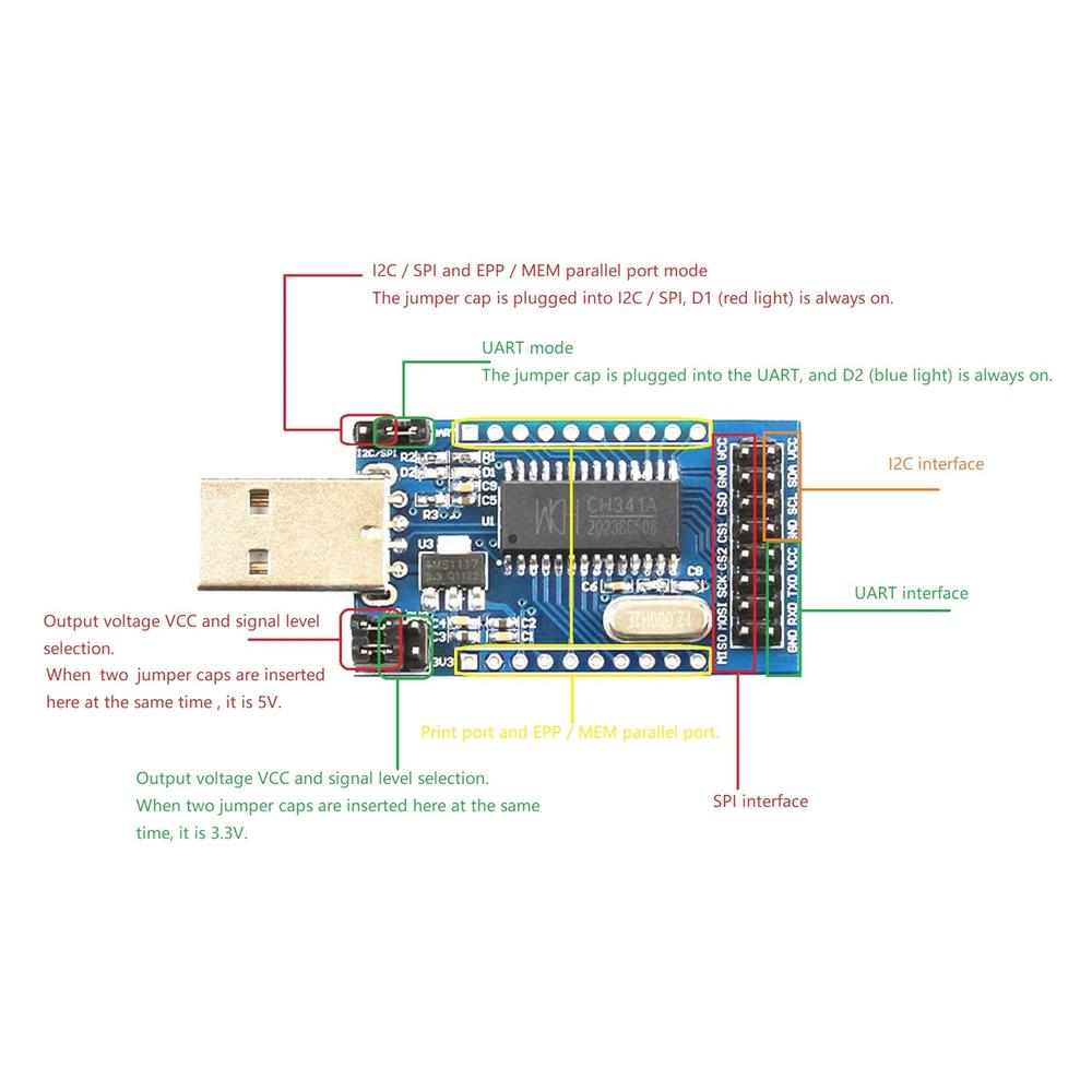 Great Choice Products Usb Serial Port Parallel Port Converter Module Usb To Uart Iic Spi Ttl Isp Epp Mem Parallel Converter Module