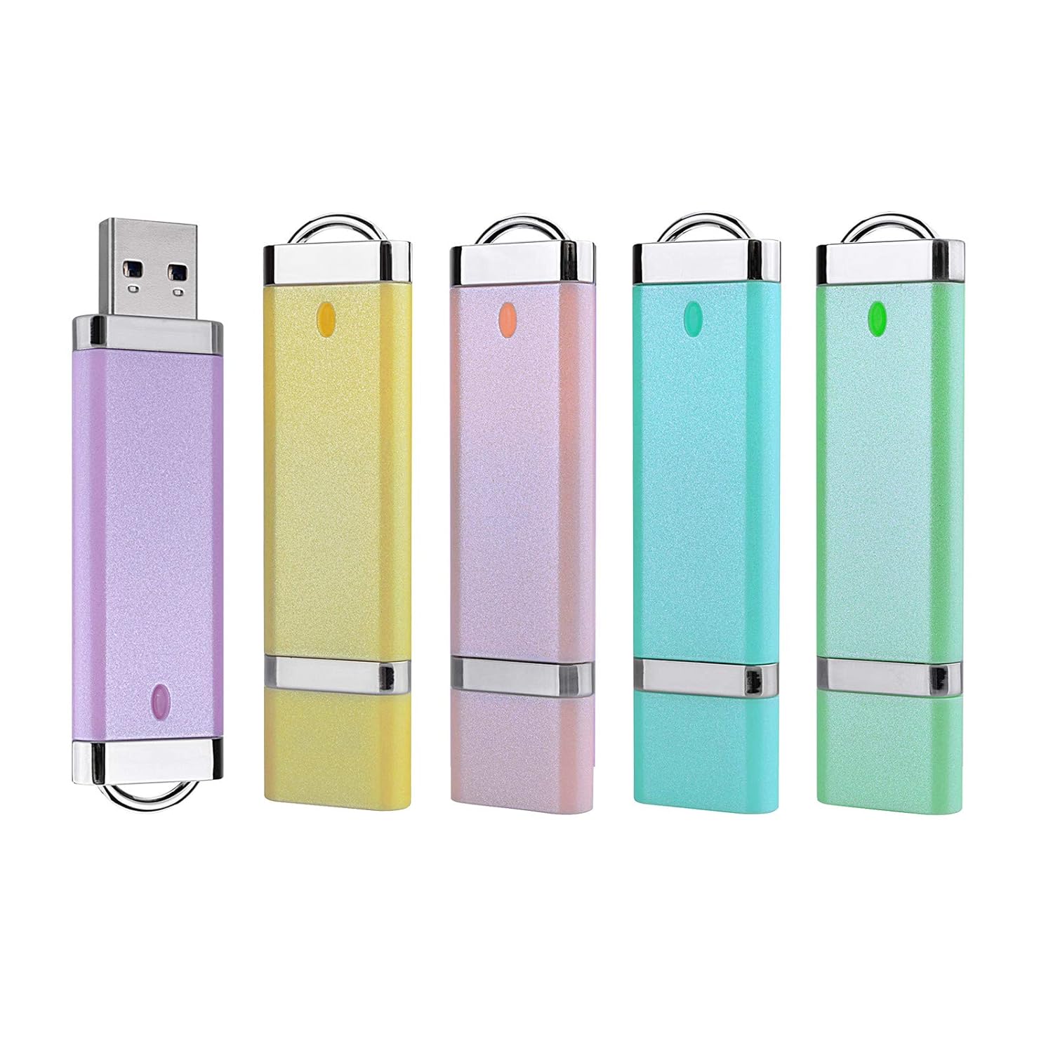 Great Choice Products 2Gb 2G Usb Flash Drive 5 Pack Usb 2.0 Memory Stick Thumb Drives 2Gb (5 Mixed Colors: Blue Green Yellow Pink Purple)