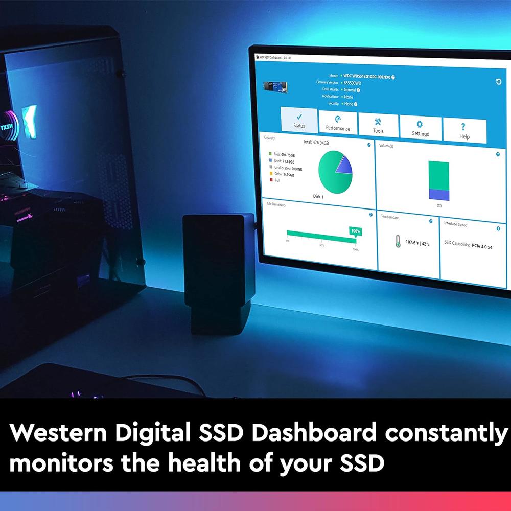 Western Digital 1TB WD Blue SN550 NVMe Internal SSD - Gen3 x4 PCIe 8Gb/s, M.2 2280, 3D NAND, Up to 2,400 MB/s - WDS100T2B0C