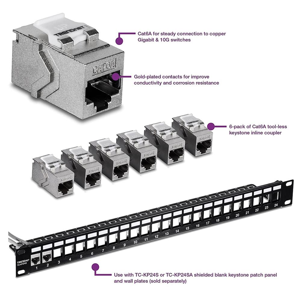 TRENDnet Bundle 24-Port Blank Angled Keystone Shielded 1U Patch Panel ...