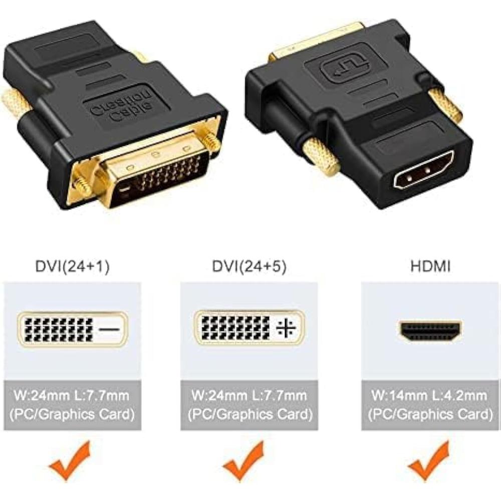 CableCreation DVI to HDMI Adapter,Bi-Directional DVI Male to HDMI Female Converter, Support 1080P, 3D for PS3,PS4,TV Box,Blu-…