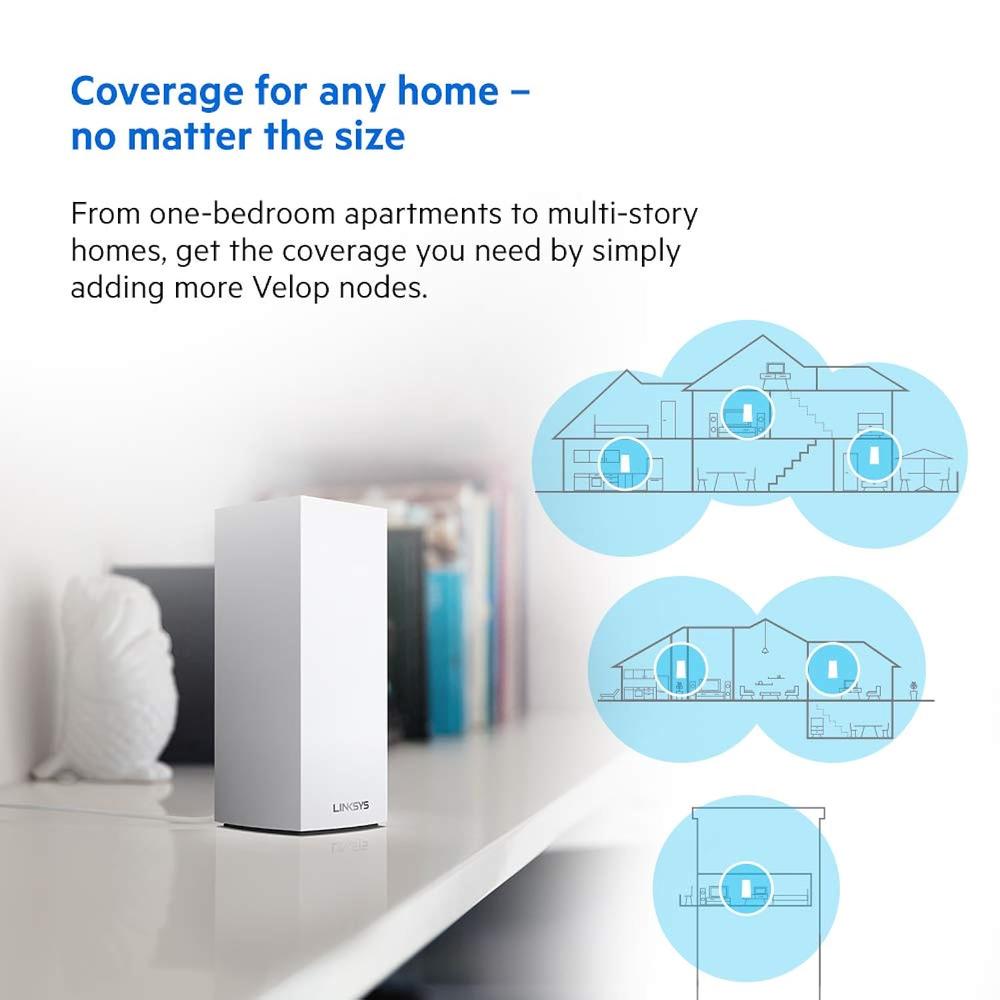 Linksys MX5300 Velop AX Whole Home WiFi 6 System: Wireless Router and Extender, Gigabit Ethernet Ports, 5.3 Gbps, 3,000 sq ft…