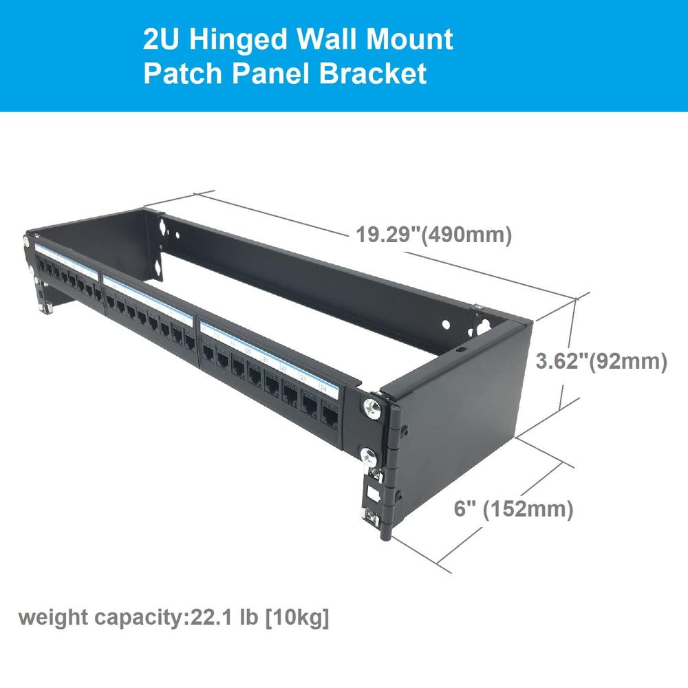 Great Choice Products 2U 19-Inch Hinged Wall Mount Patch Panel Bracket ...