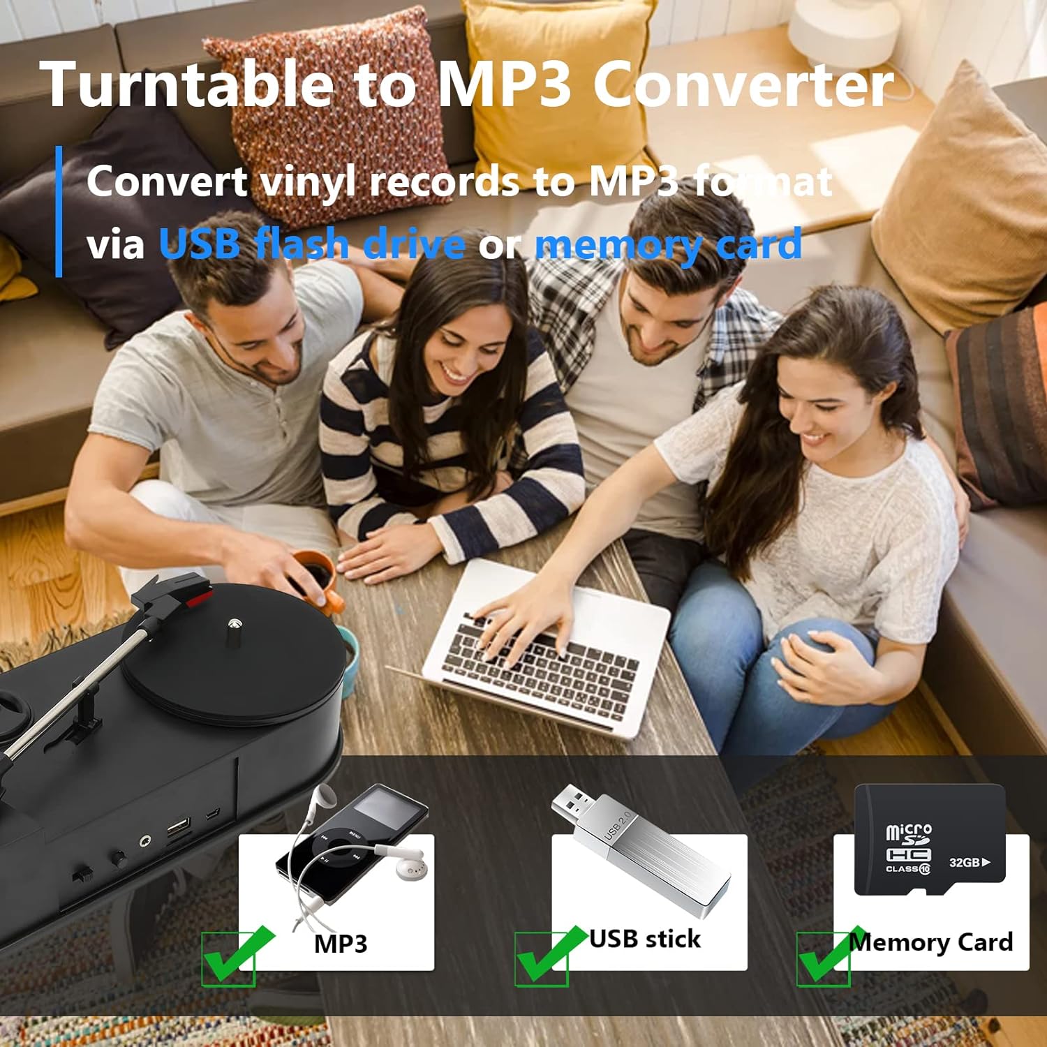 Great Choice Products Lp Vinyl To Mp3 Converter, Usb 2.0 Professional Lp Vinyl Turntable Record Player Turntable To Mp3 Converter, Convert Vinyl Re…