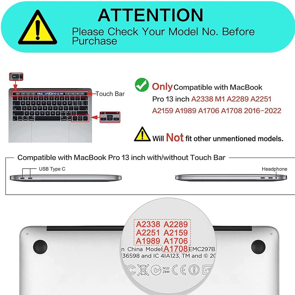 Great Choice Products For Macbook Pro 13 Inch Case M2 2022, 2021, 2020-2016 Release A2338 M1/A2289/A2251/A2159/A1989/A1706/A1708, Plastic Hard Shel…