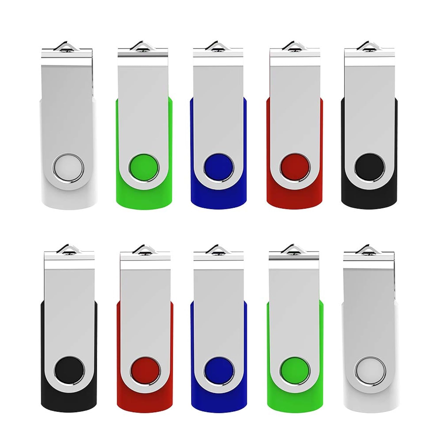 Great Choice Products 16Gb Flash Drive 10 Pack Usb Flash Drive 16 Gb Thumb Drive Memory Stick Zip Drive Usb 2.0, 5 Colors (Black, Blue, Green, Whit…