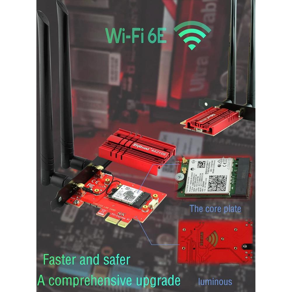 Great Choice Products Wifi Card 5400Mbps Pcie Wifi 6E Card, Bluetooth 5.2, Intel Wifi 6E Ax210 Chip, Tri-Bands(6Ghz/5Ghz/2.4Ghz) Wireless Wifi 6 Ca…
