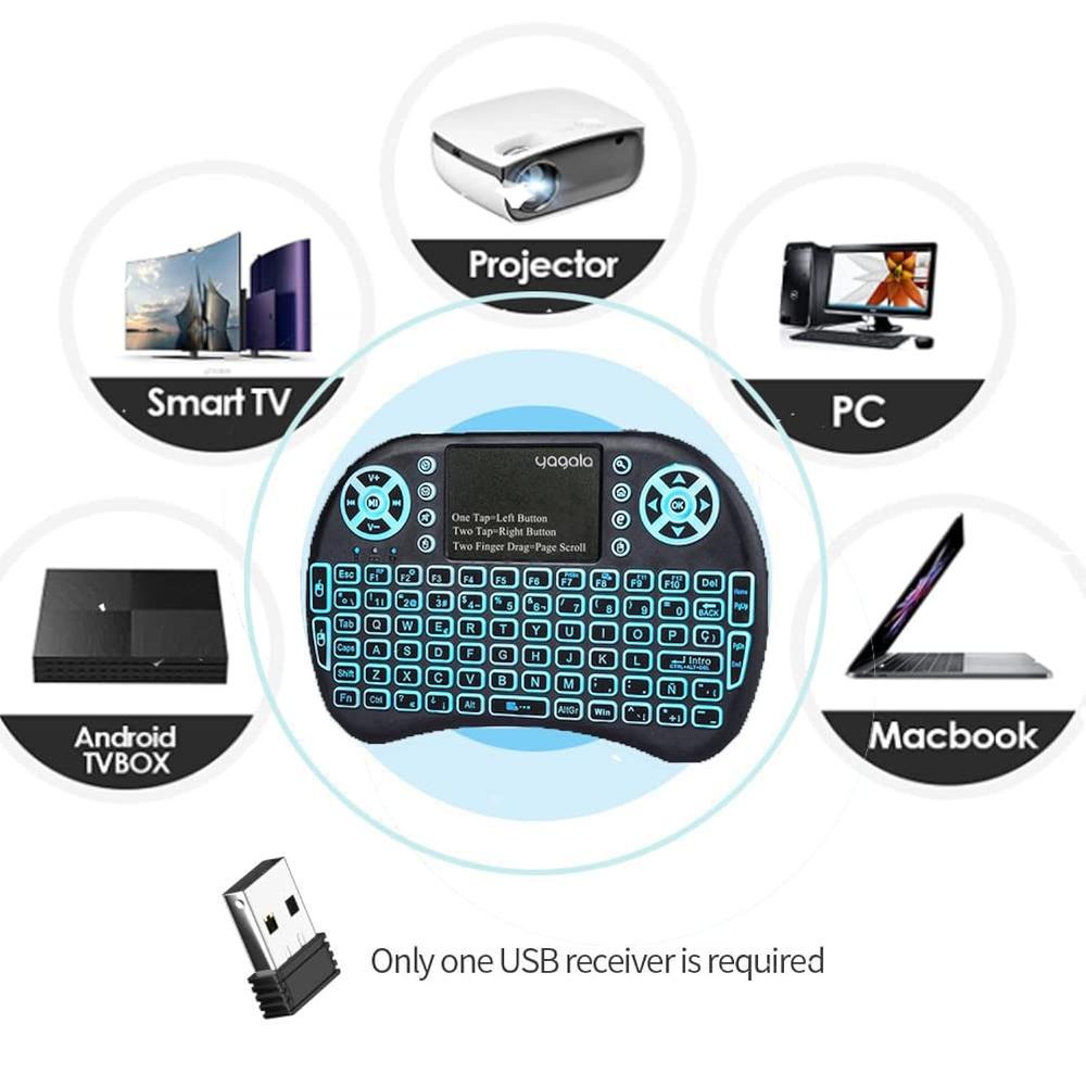 Great Choice Products 2.4Ghz Backlit Mini Keyboard Touchpad Mouse, Mini Wireless Keyboard With Touchpad And Multimedia Keys For Android Tv Box Smar…