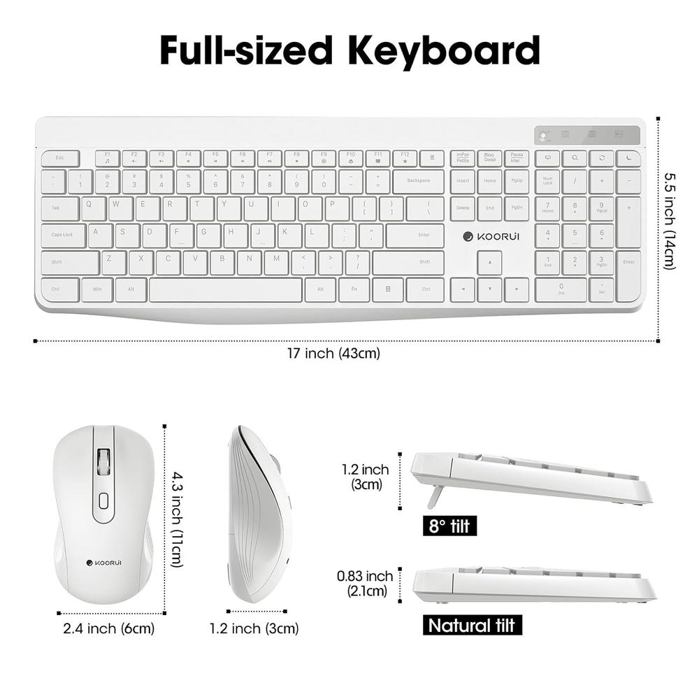 Great Choice Products Wireless Keyboard And Mouse Combos, 2.4G Silent Full Size Keyboard 3Dpi Mouse For Windows Macos Linux, 12 Multimedia And Shor…