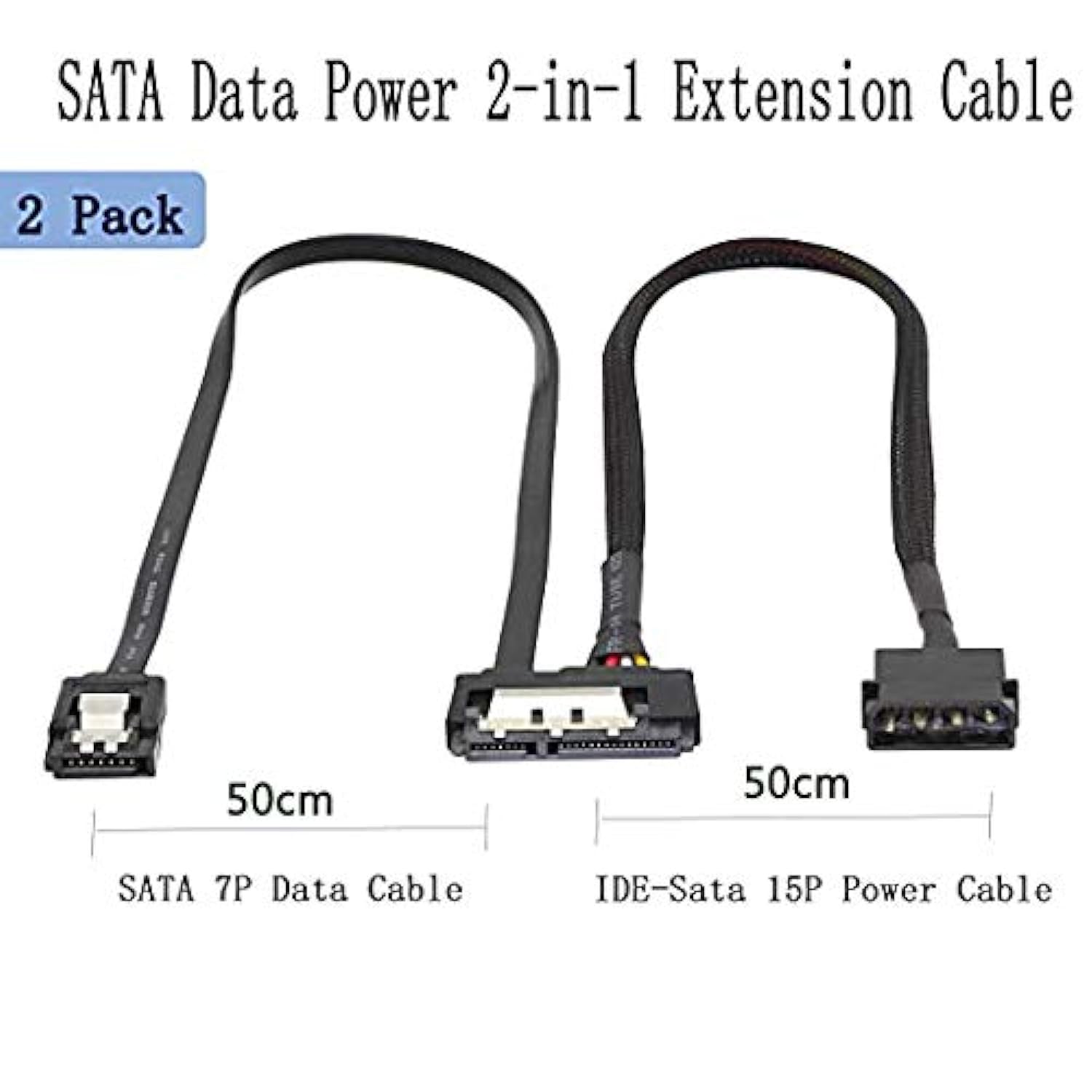 Great Choice Products Sata 6G Data Cable, Sata Power 2-In-1 Extension Cord, Lp4 Ide 4 Pin To Sata 15P Female With Serial Ata Iii 7 Pin Female For H…