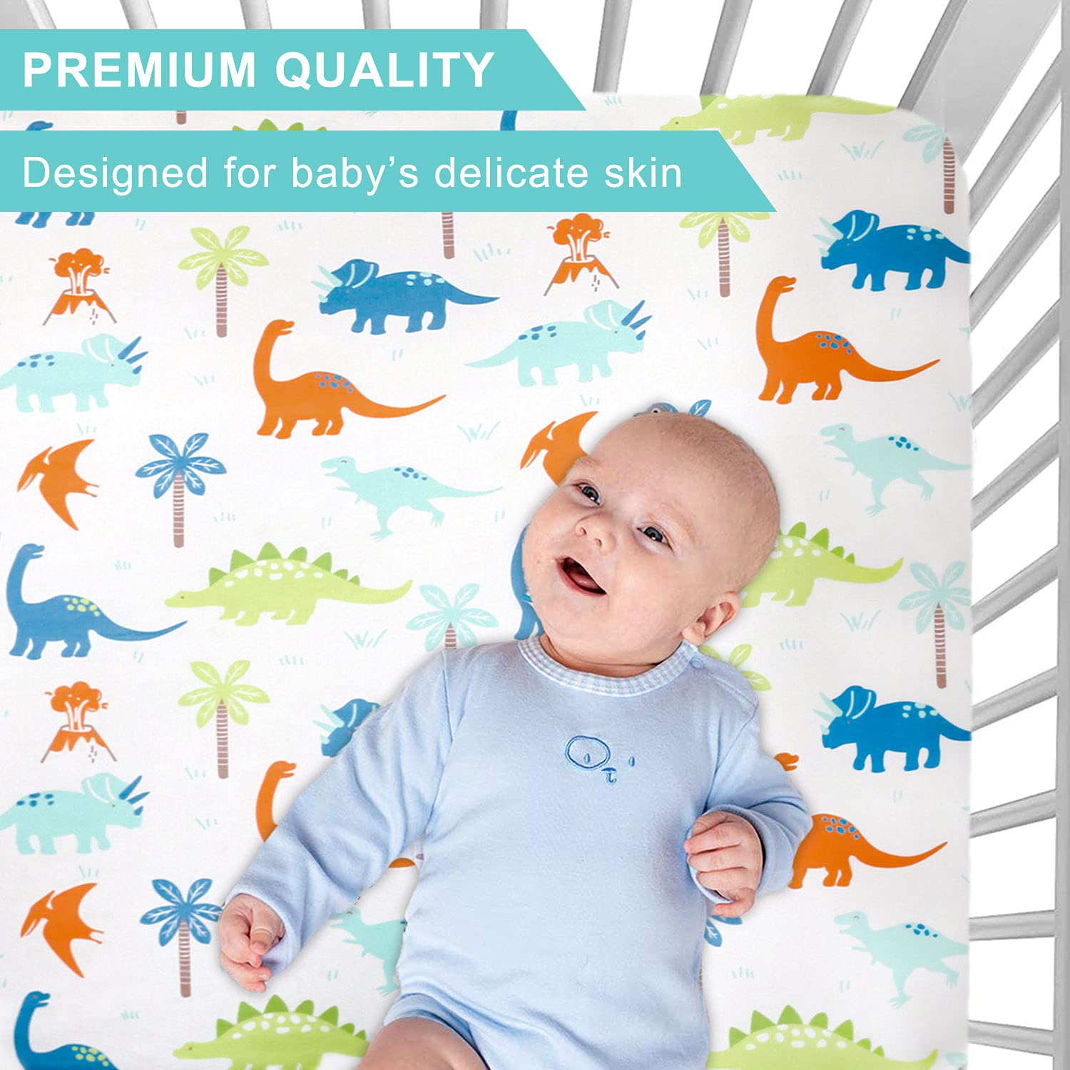 Great Choice Products Jersey Knit Crib Sheet For Boys And Girls, Stretchy Fitted Crib Sheet Dinosaur Baby Toddler Bedding Set Collection, Breathabl…