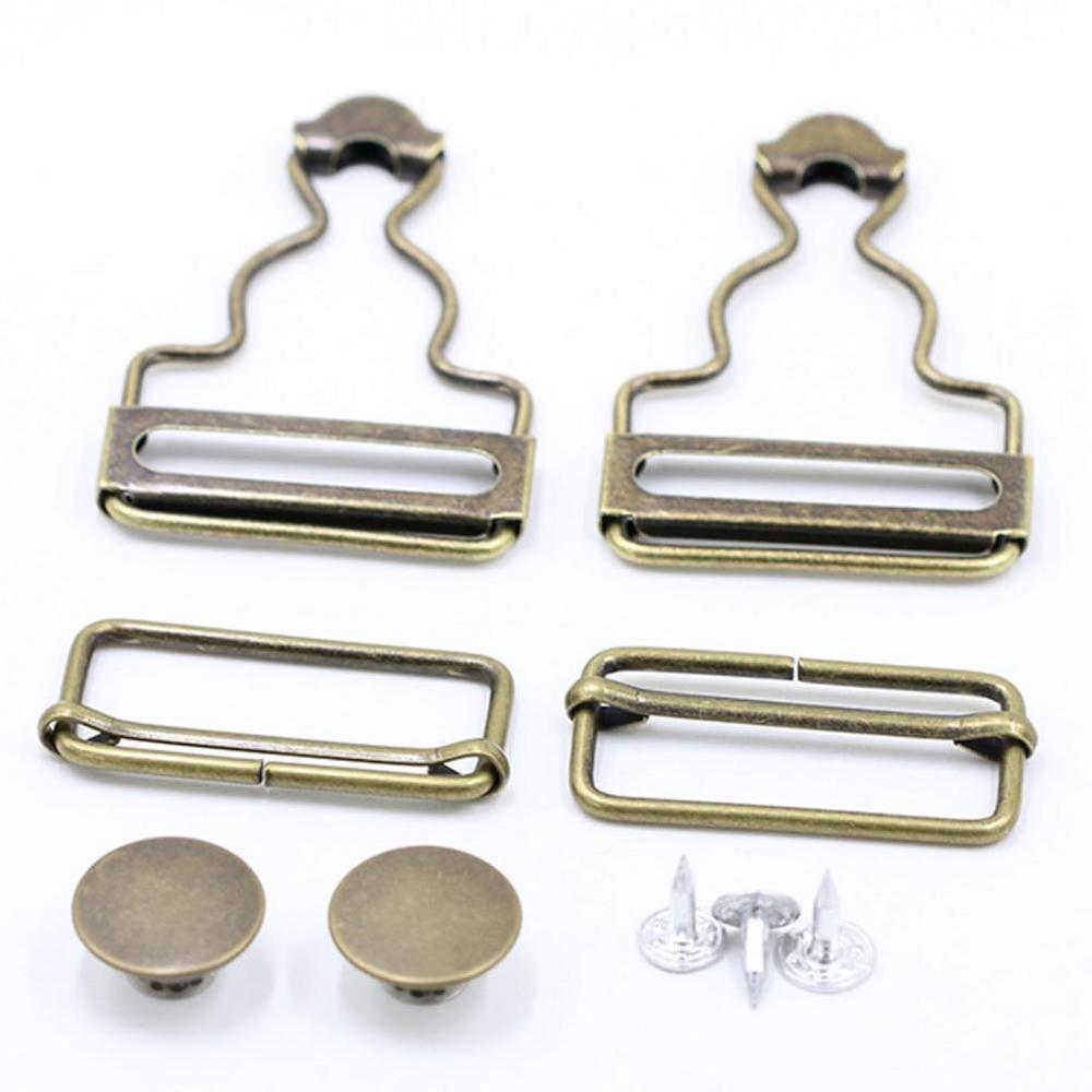Great Choice Products 6 Sets Overall Buckles Metal Suspender Replacement Buckles With Rectangle Buckle Slider And No-Sew Buttons For Overalls Bib P…