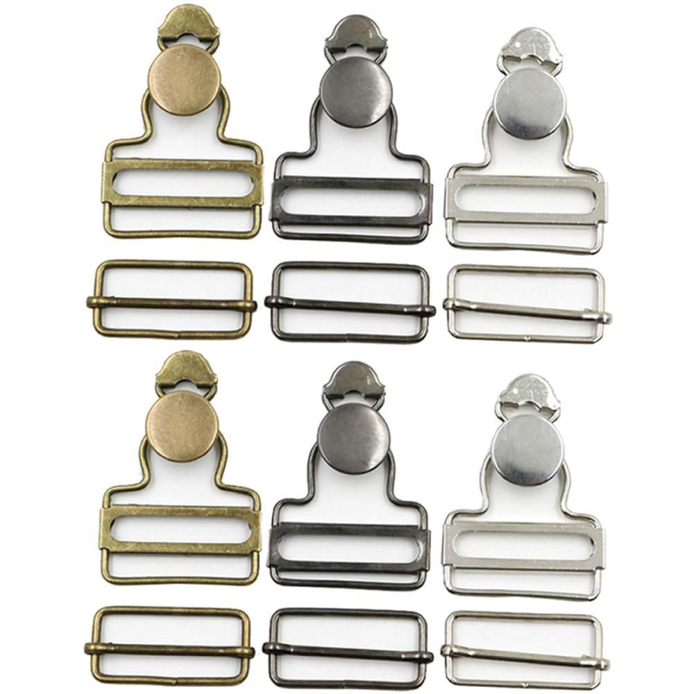 Great Choice Products 6 Sets Overall Buckles Metal Suspender Replacement Buckles With Rectangle Buckle Slider And No-Sew Buttons For Overalls Bib P…