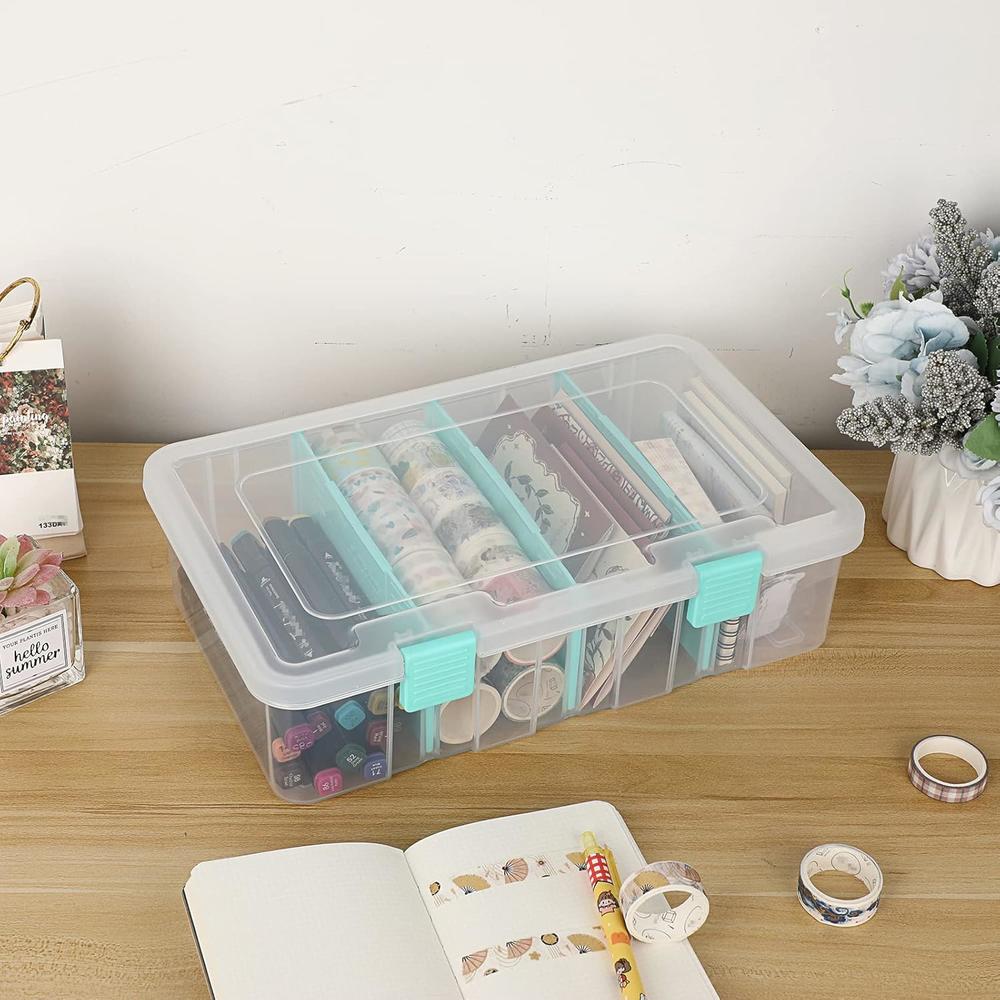 Great Choice Products Clear Plastic Dividing Storage Box With 4 ...