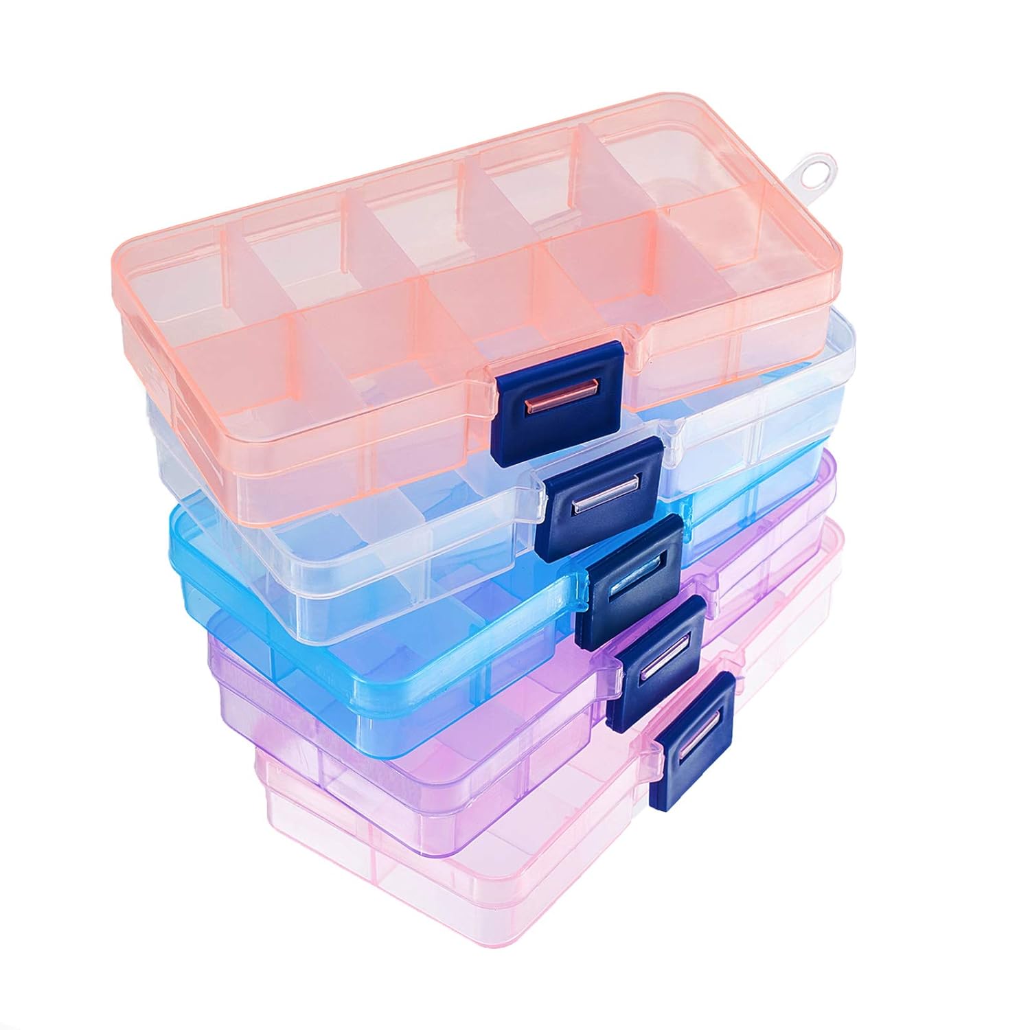 Great Choice Products 5 Pack 10 Grids Bead Organizer Plastic Storage Box Case Mini Tackle Box Container Jewelry Organizer With Movable Dividers For…