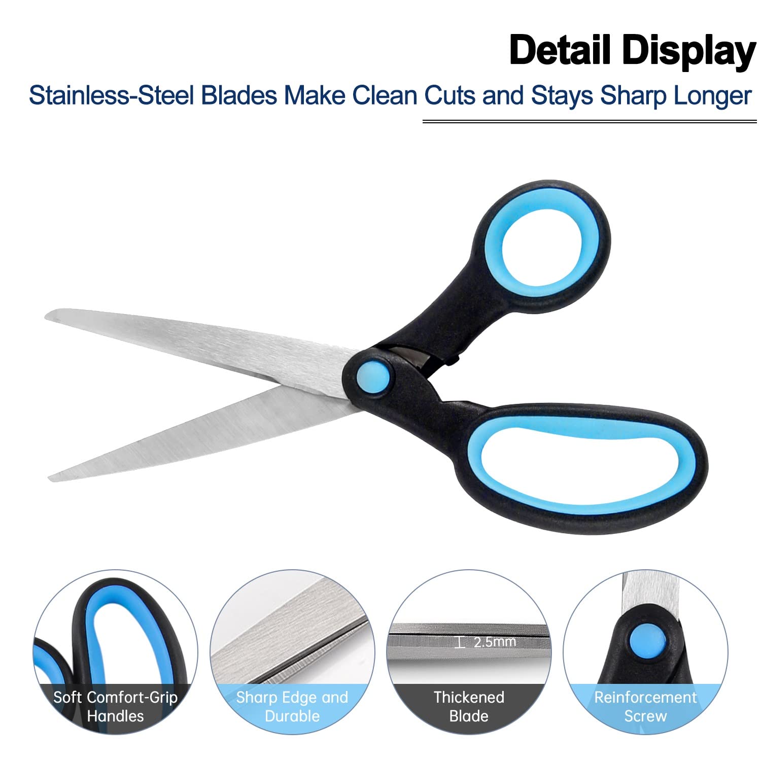 Great Choice Products Left Handed Scissors For Adults, 8 Inch Lefty Scissors Bluk For Kids Student, All Purpose Sharp Blades Shears Set Of 2 Pack, …
