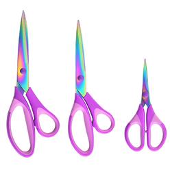 Great Choice Products Craft Scissors Set Of 3 Pack, All Purpose Sharp Titanium Blades Shears Rubber Soft Grip Handle, Multipurpose Fabric Scissors …