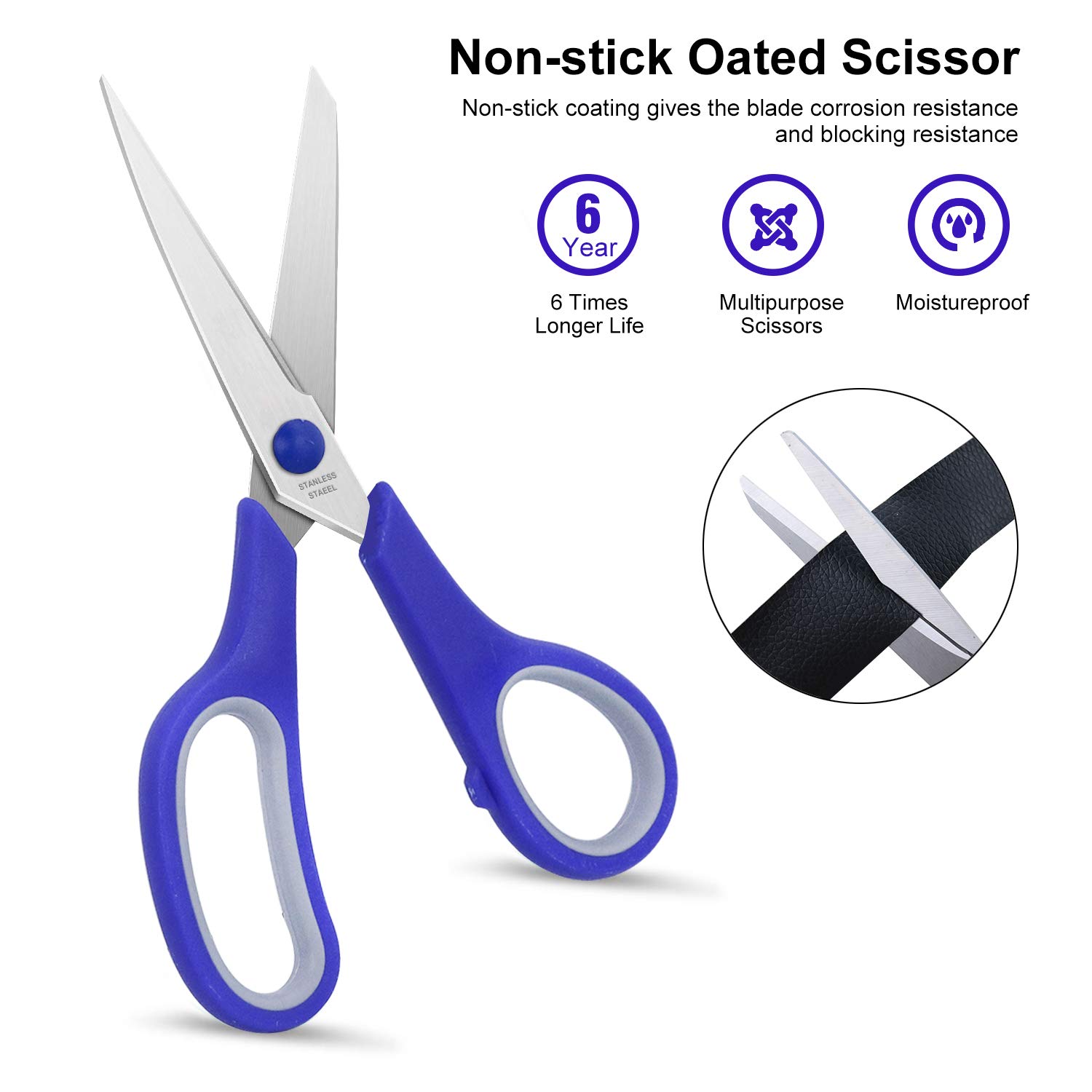 Great Choice Products 36 Packs Scissors, 8" Multipurpose Scissors, Ultra Sharp Blade Shears, Comfort-Grip Handles, Sturdy Sharp Scissors For Office…