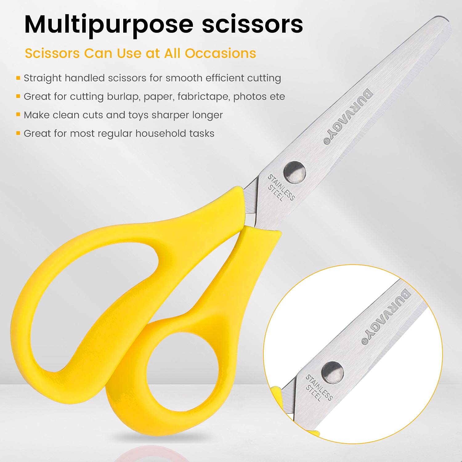 Great Choice Products Scissors, 6" Multipurpose Scissors Bulk 48-Pack, Right/Left Handed Comfort-Grip Handles Ultra Sharp Blade Shears Sturdy Sharp…