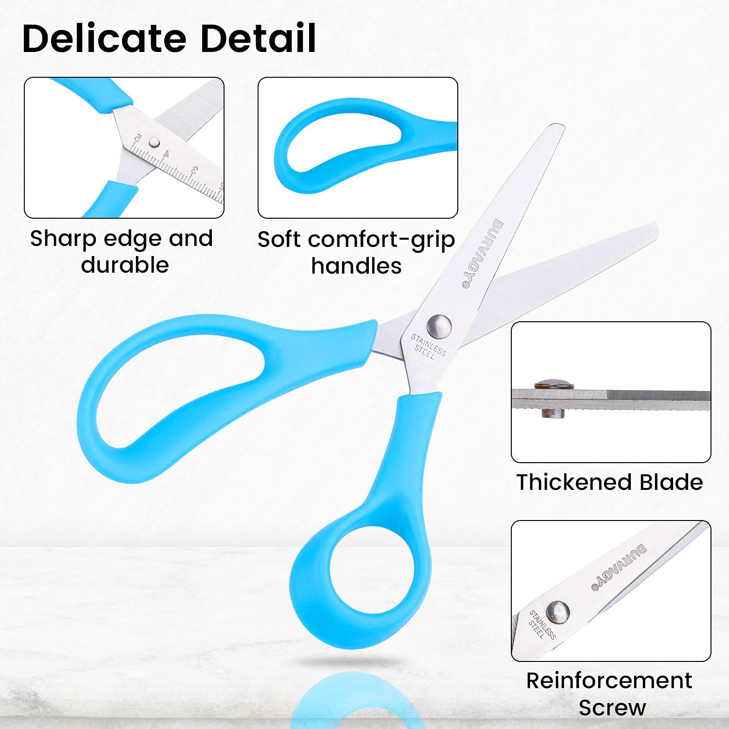 Great Choice Products Scissors, 6" Multipurpose Scissors Bulk 48-Pack, Right/Left Handed Comfort-Grip Handles Ultra Sharp Blade Shears Sturdy Sharp…