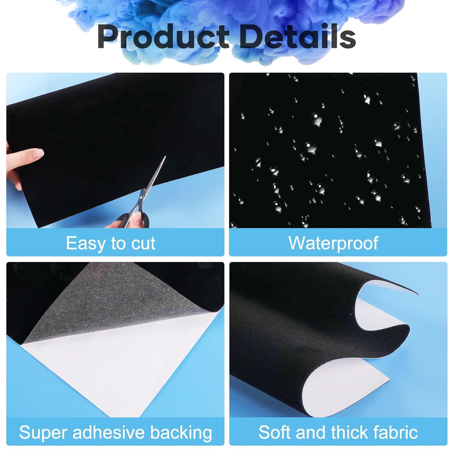 Great Choice Products Black Felt Fabric - 10Pcs Self Adhesive Felt Sheets With Adhesive Backing, Soft Black Velvet Felt Drawer Liner For Art & Craf…