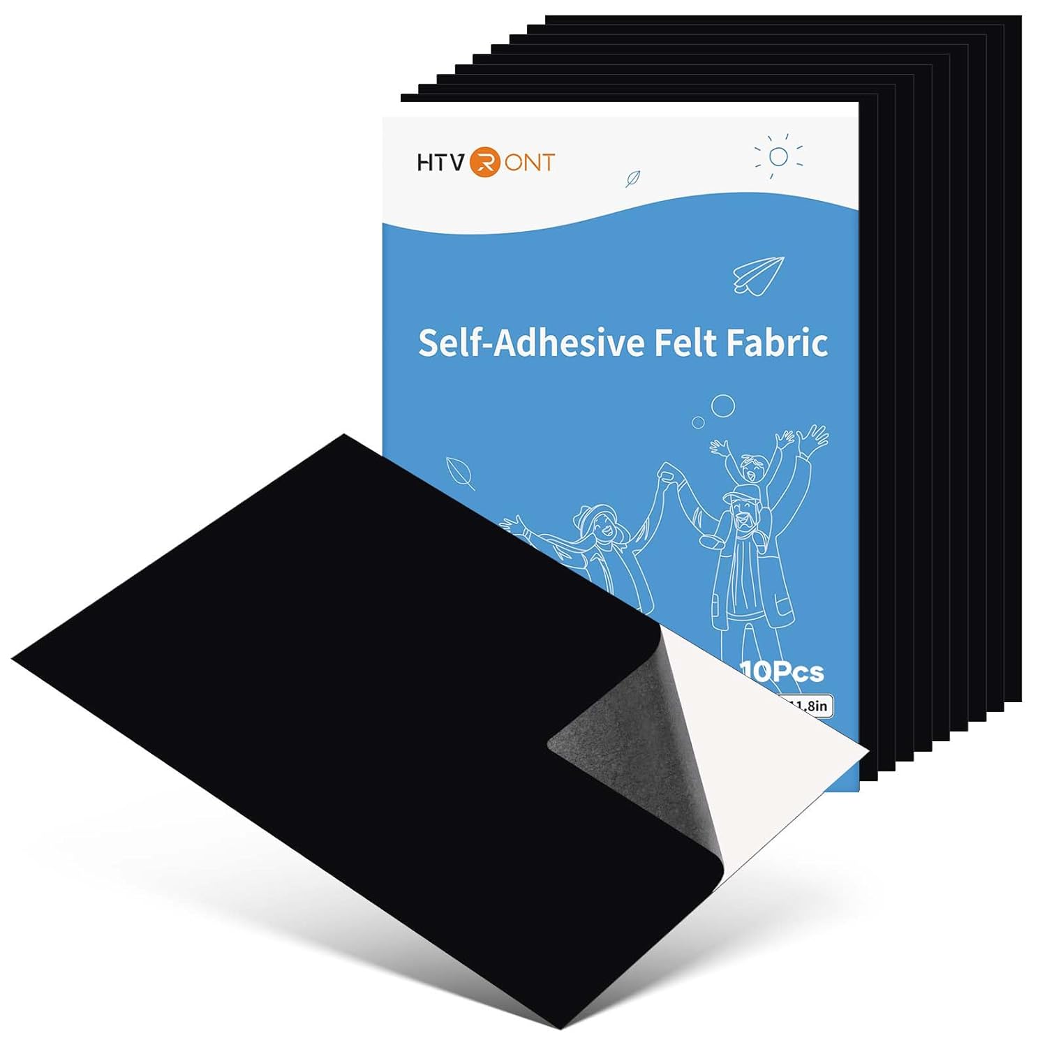 Great Choice Products Black Felt Fabric - 10Pcs Self Adhesive Felt Sheets With Adhesive Backing, Soft Black Velvet Felt Drawer Liner For Art & Craf…