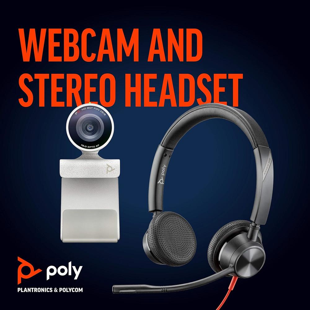 Plantronics Poly - Studio P5 Webcam with Blackwire 3325 Headset Kit (Plantronics + Polycom) - 1080p HD Professional Video Conferencing Ca…
