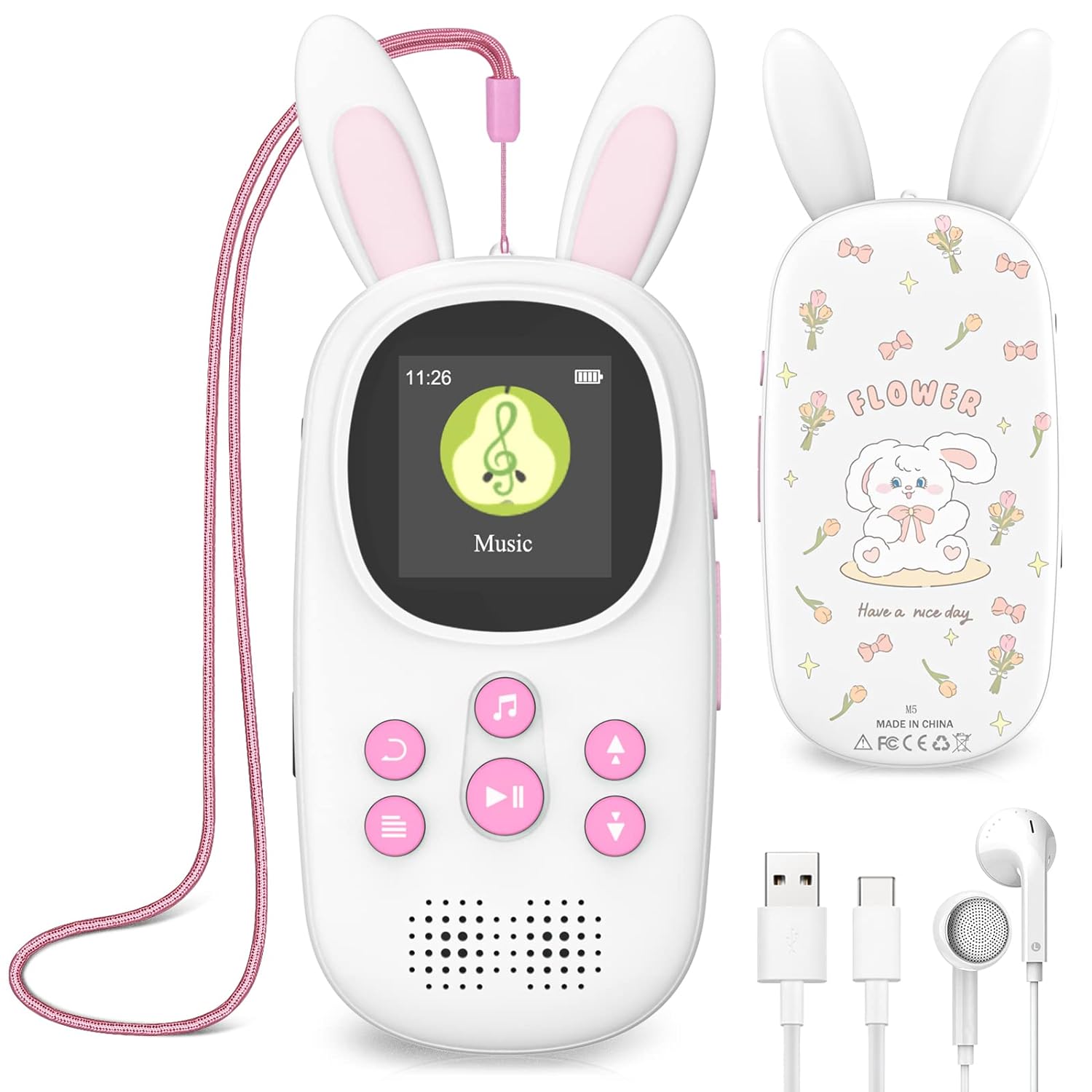 Great Choice Products 16Gb Music Mp3 Player For Kids, Cute Bunny Kids Music Mp3 Player With Bluetooth, Mp3 & Mp4 Players With Speaker, Mp3 Player W…