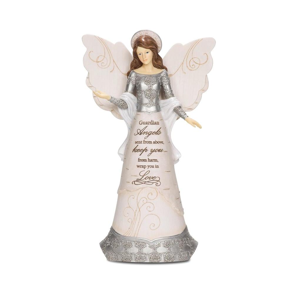 Pavilion Gift Company Elements 82310 Guardian Angel Collectible Figurine, Angel with Halo, 9-Inch