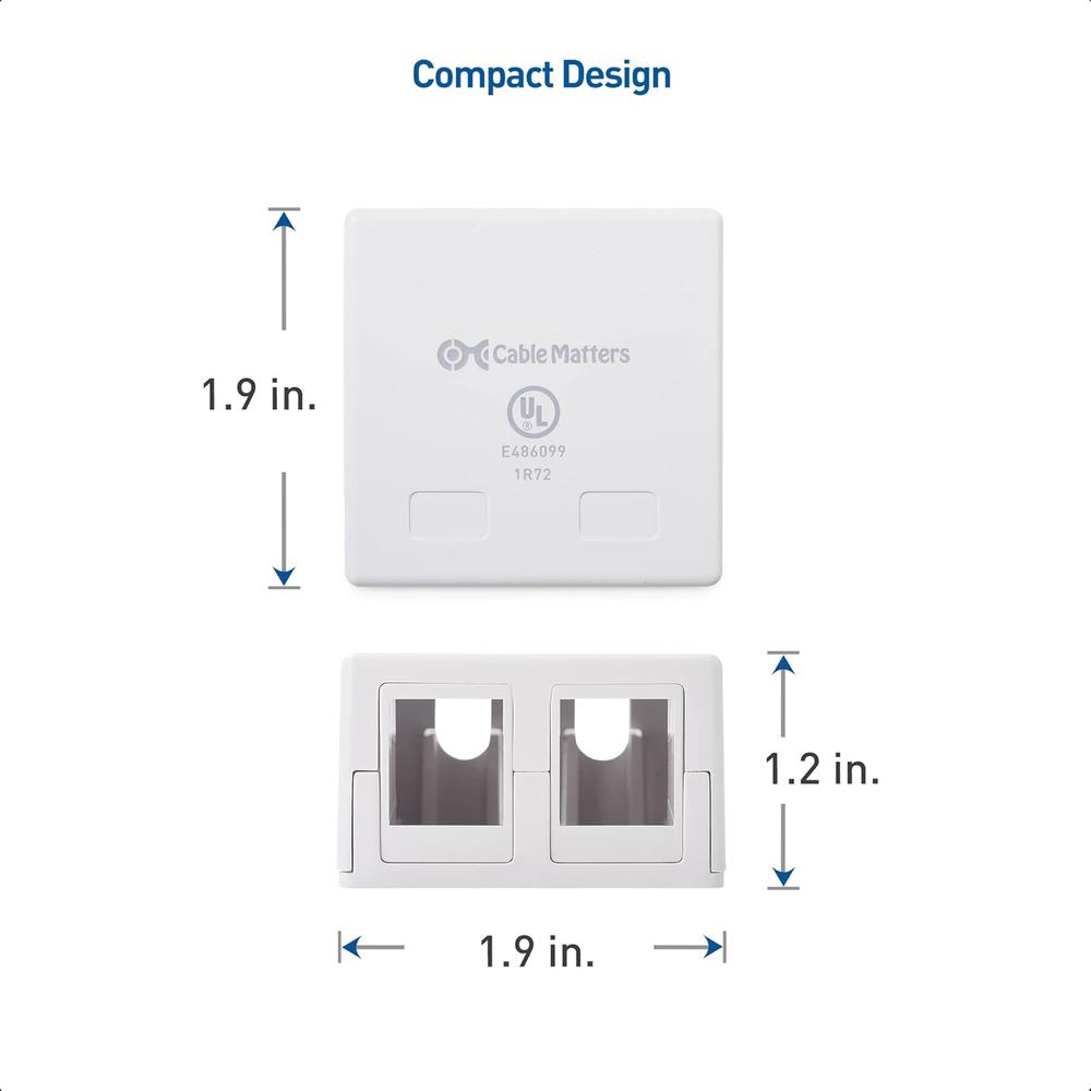 Cable Matters UL Listed 5-Pack 2-Port Keystone Jack Surface Mount Box ...