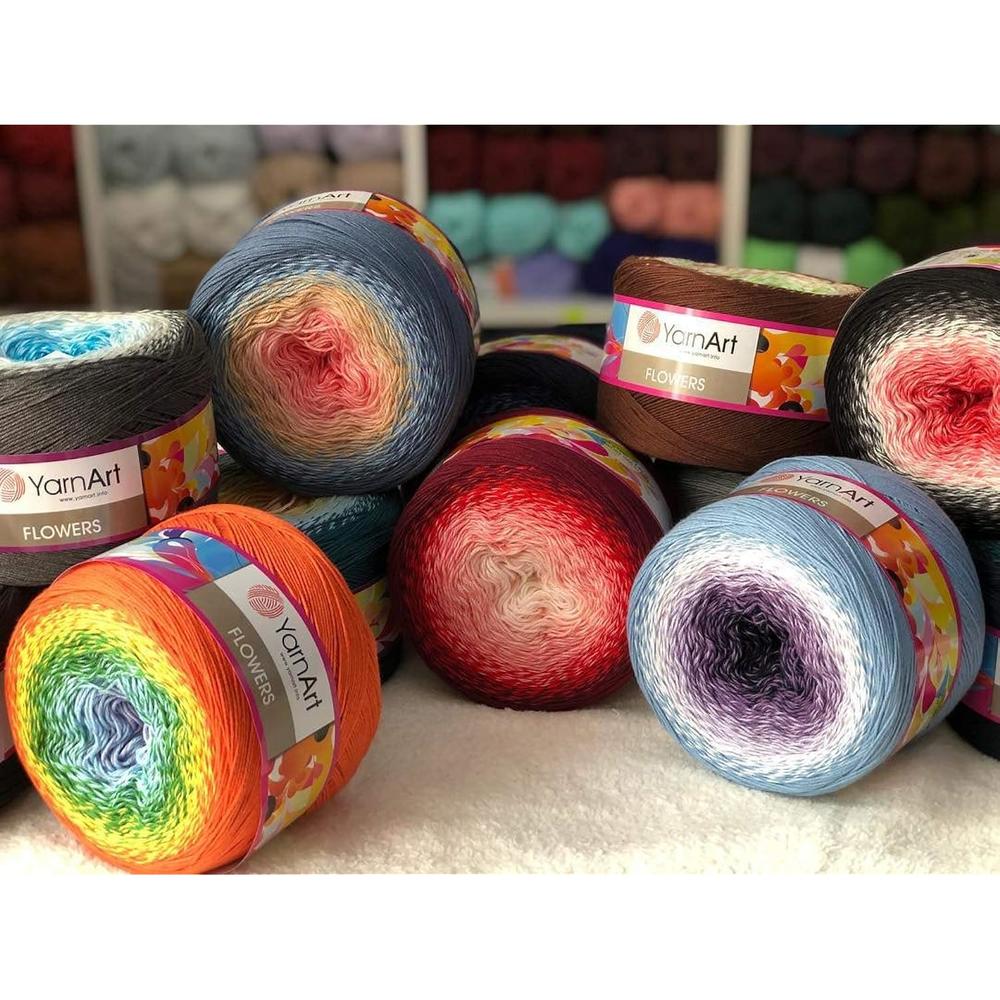 Great Choice Products Yarnart Flowers Yarn 55% Cotton 45% Acrylic 250Gr 1094Yds Multicolor Cotton Yarn Rainbow Crochet Yarn Spring Summer 2 Sport Y…