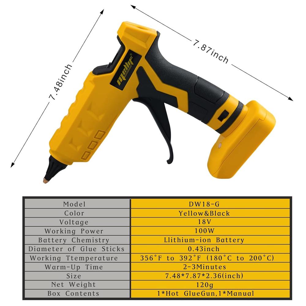 Great Choice Products Cordless Hot Glue Gun For Dewalt 20V Max Battery, Handheld Electric Power Glue Gun Full Size For Arts & Crafts & Diy With 20 …
