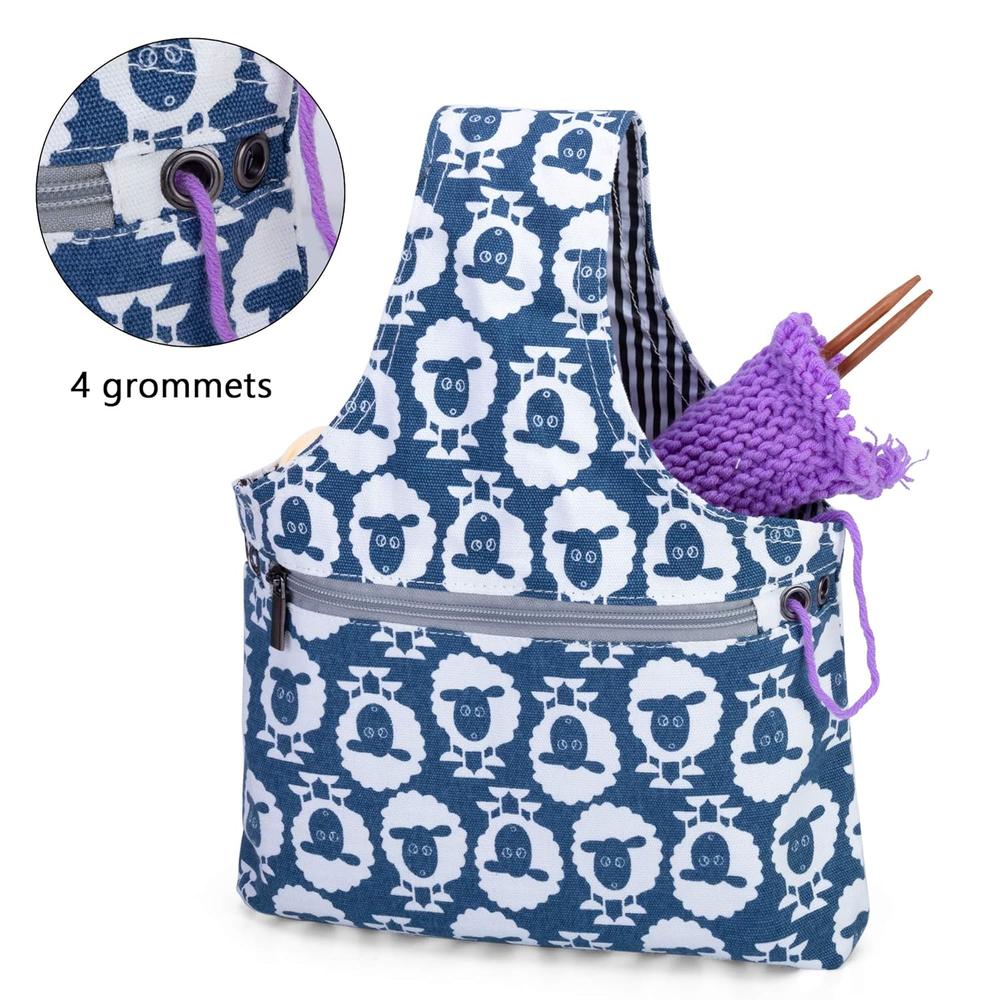 Great Choice Products Knitting Tote Bag(L12.2" X W7.5"), Travel Project Wrist Bag For Knitting Needles(Up To 11 Inches), Yarn And Crochet Supplies,…