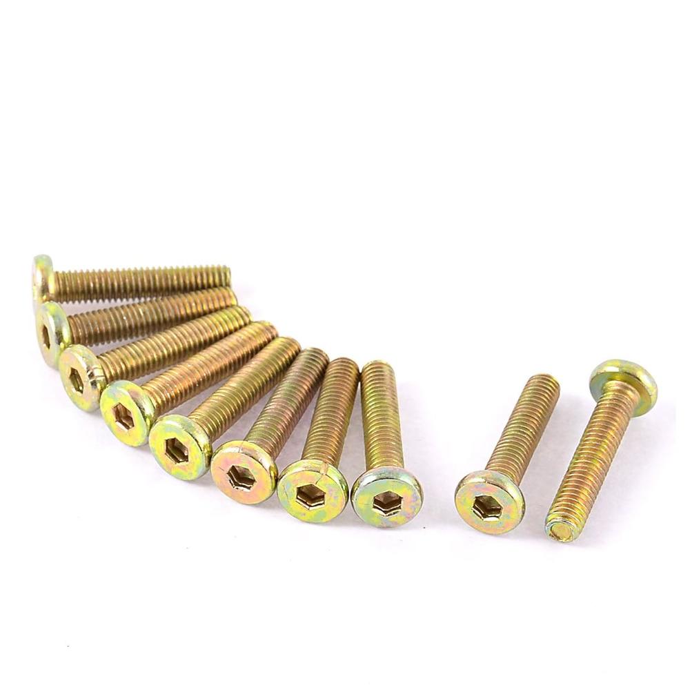 uxcell M6 x 30mm Threaded Hex Socket Head Cap Screw Bolt Bronze Tone 10 Pcs