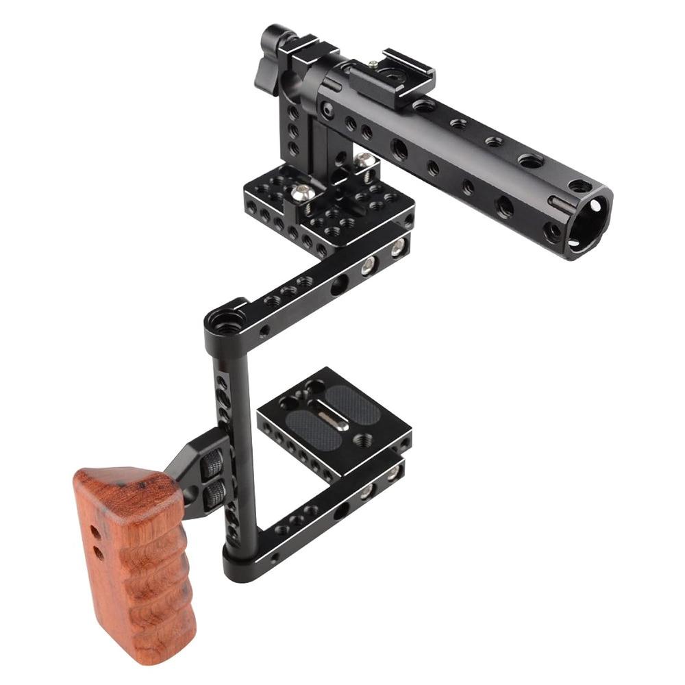 Great Choice Products Dslr Camera With Cage Top Handle Wood Grip For 600D 70D 80D - 1373