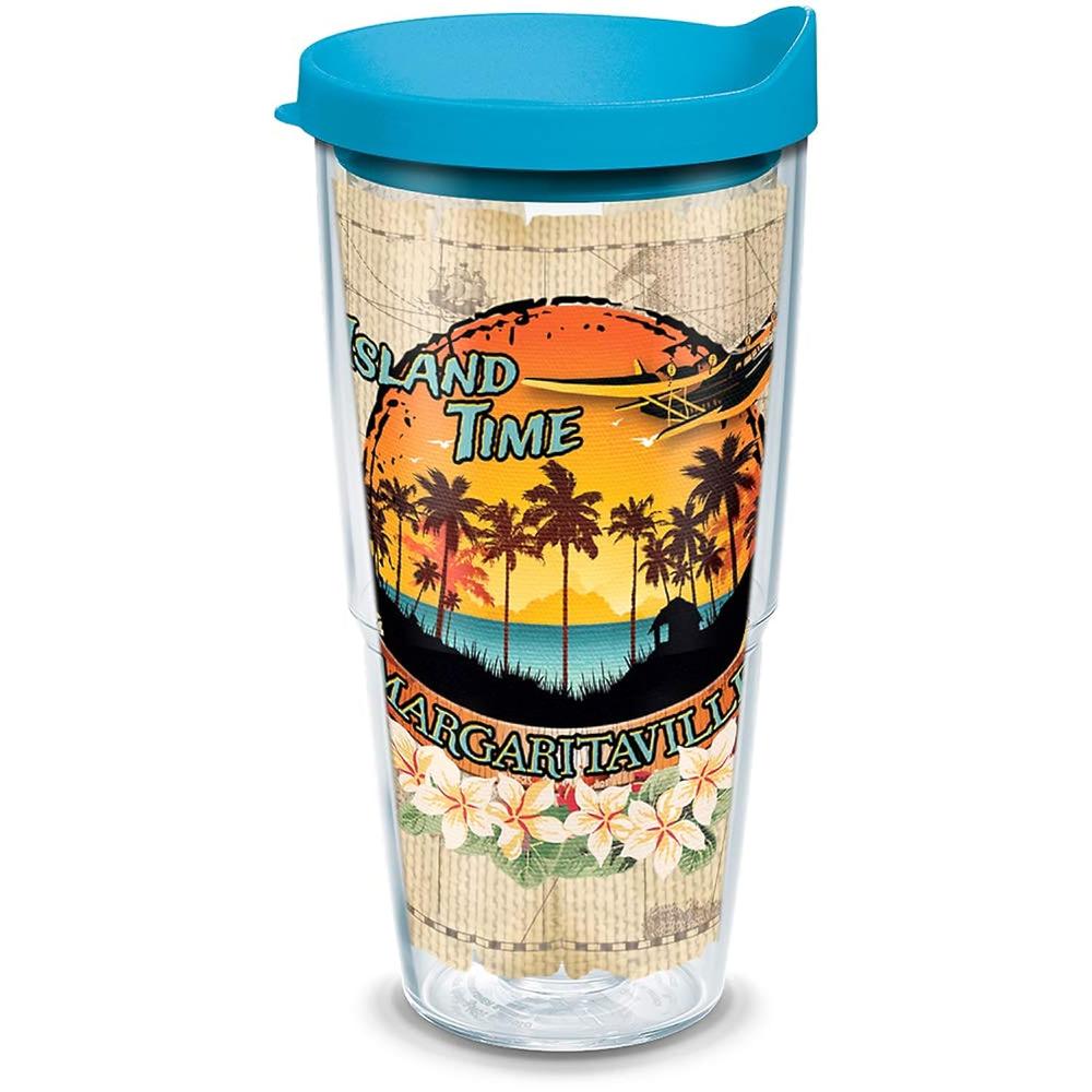 Tervis Margaritaville - Island Time Insulated Tumbler with Wrap and Turquoise Lid, 24oz, Clear