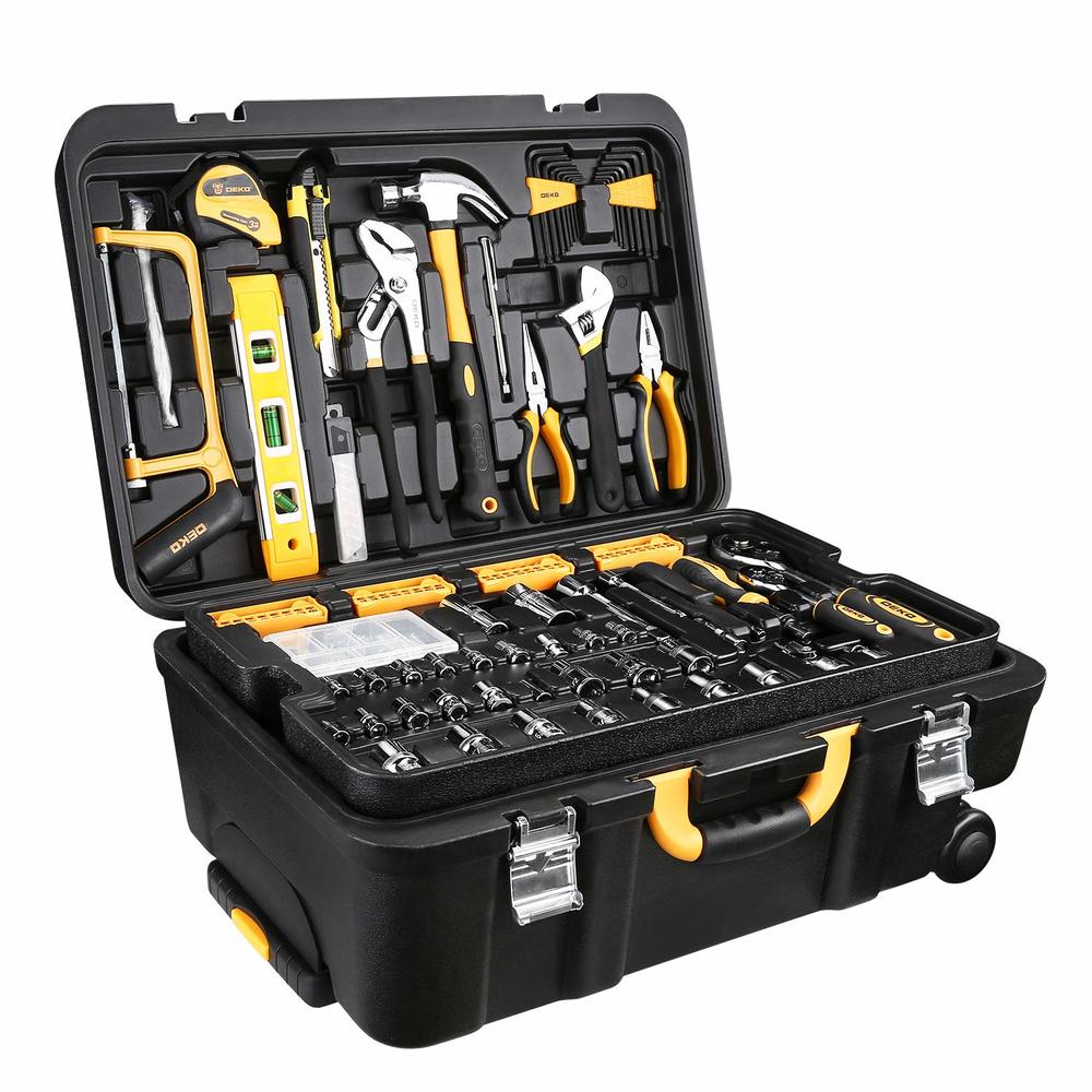 Great Choice Products 258 Piece Tool Kit With Rolling Tool Box Socket Wrench Hand Tool Set Mechanic Case Trolley Portable